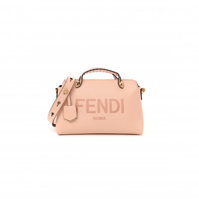 FENDI VITELLO KING LOGO EMBOSSED MEDIUM BY THE WAY BOSTON BAG LIGHT ROSE (27*18*12cm) 